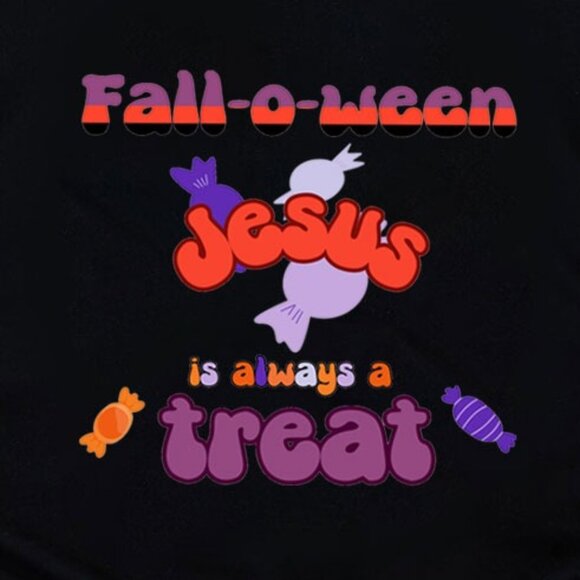 Falloween Jesus Is Always A Treat Christian T-Shirt - Picture 2 of 4